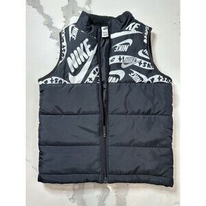 Nike Back Puffer Vest Quilted Full Zip Fleece Collar Youth Size 7 6-7YRS